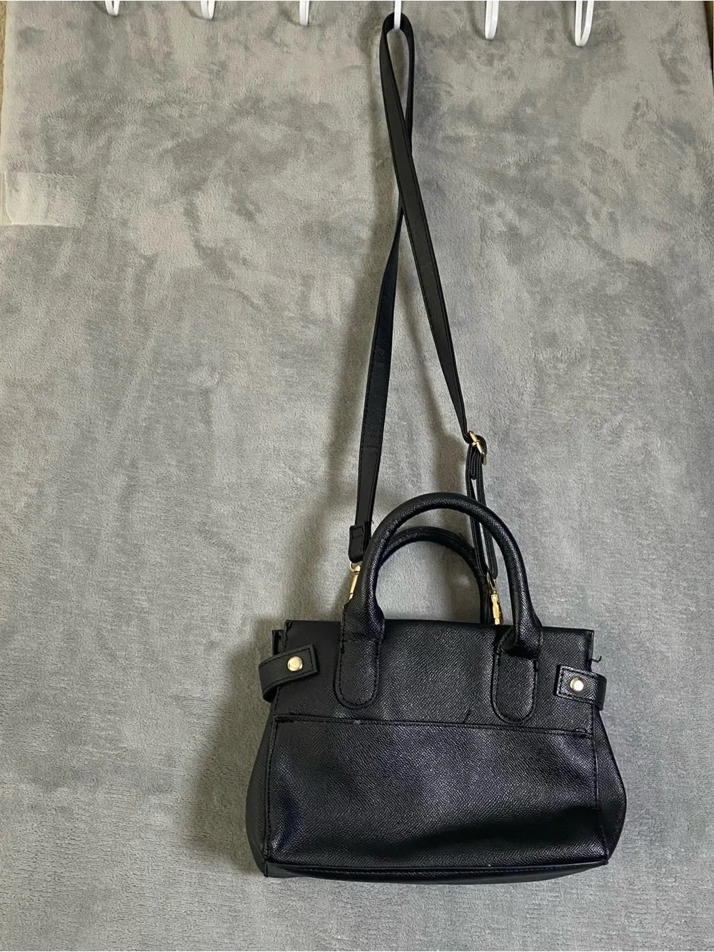 bebe Black Leather‎ Satchel with Gold Accents